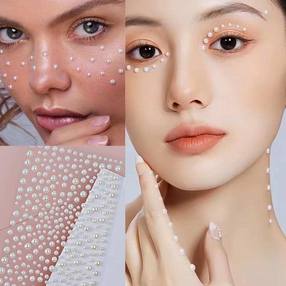 1sheet White Pearl Rhinestones - Body Jewelry Stickers ulasan dan harga