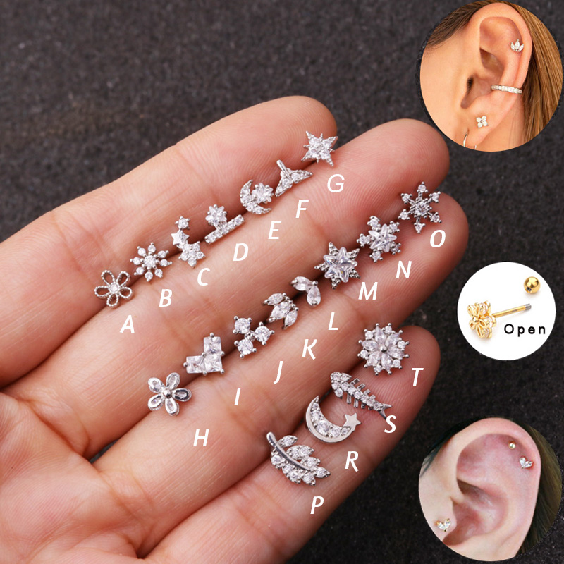 1Piece 20g Rose gold Cz Cartil - Body Jewelry Tunnels ulasan dan harga