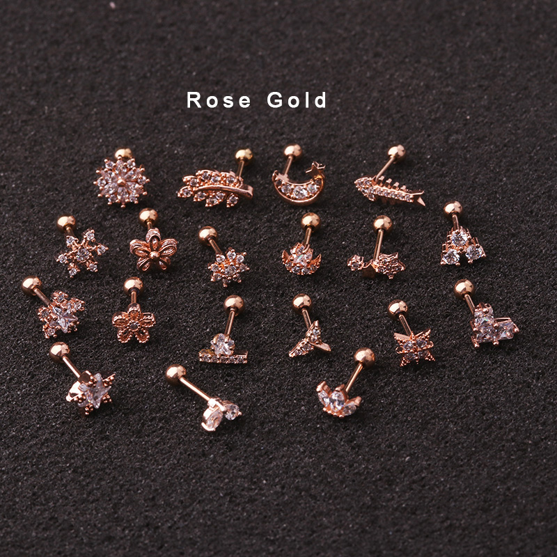 1Piece 20g Rose gold Cz Cartil - Body Jewelry Tunnels ulasan dan harga
