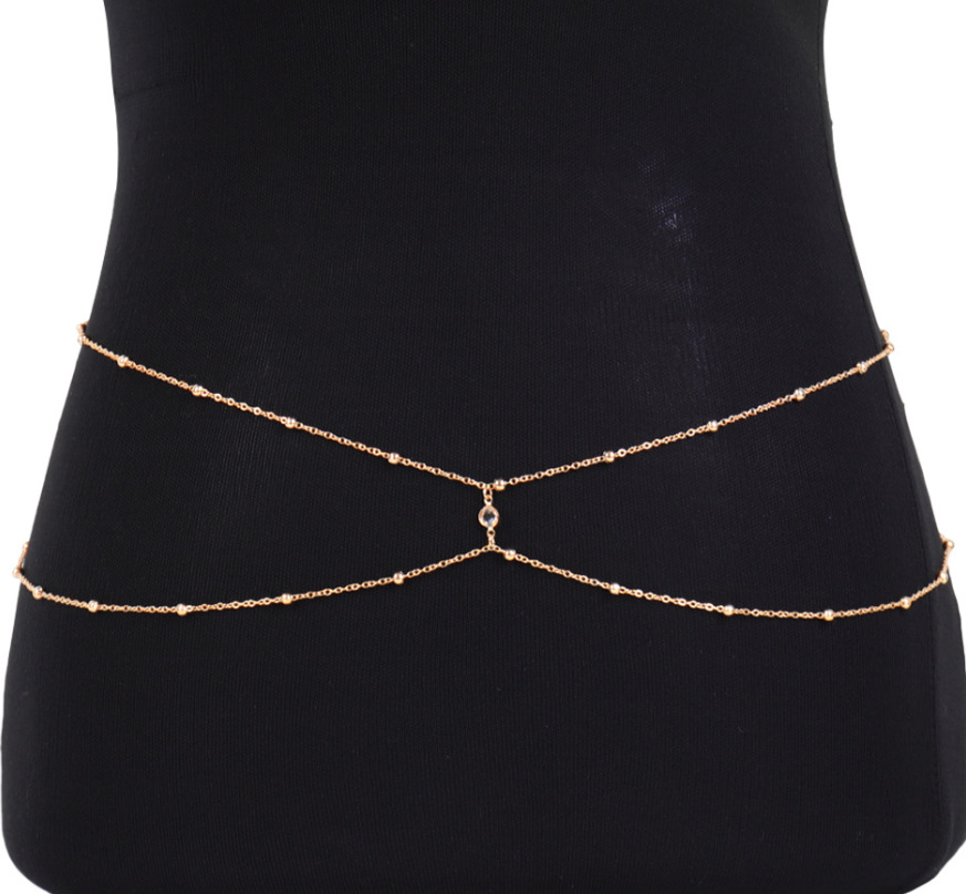 Clear Rhinestone Beaded Belly  - Body Jewelry Gold ulasan dan harga