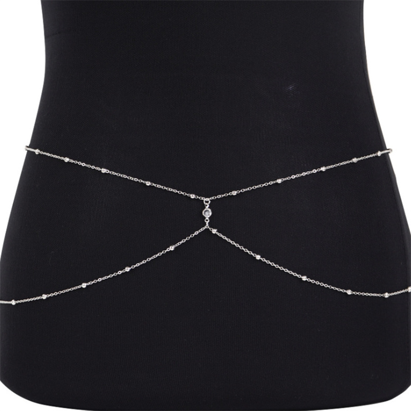 Clear Rhinestone Beaded Belly  - Body Jewelry Gold ulasan dan harga