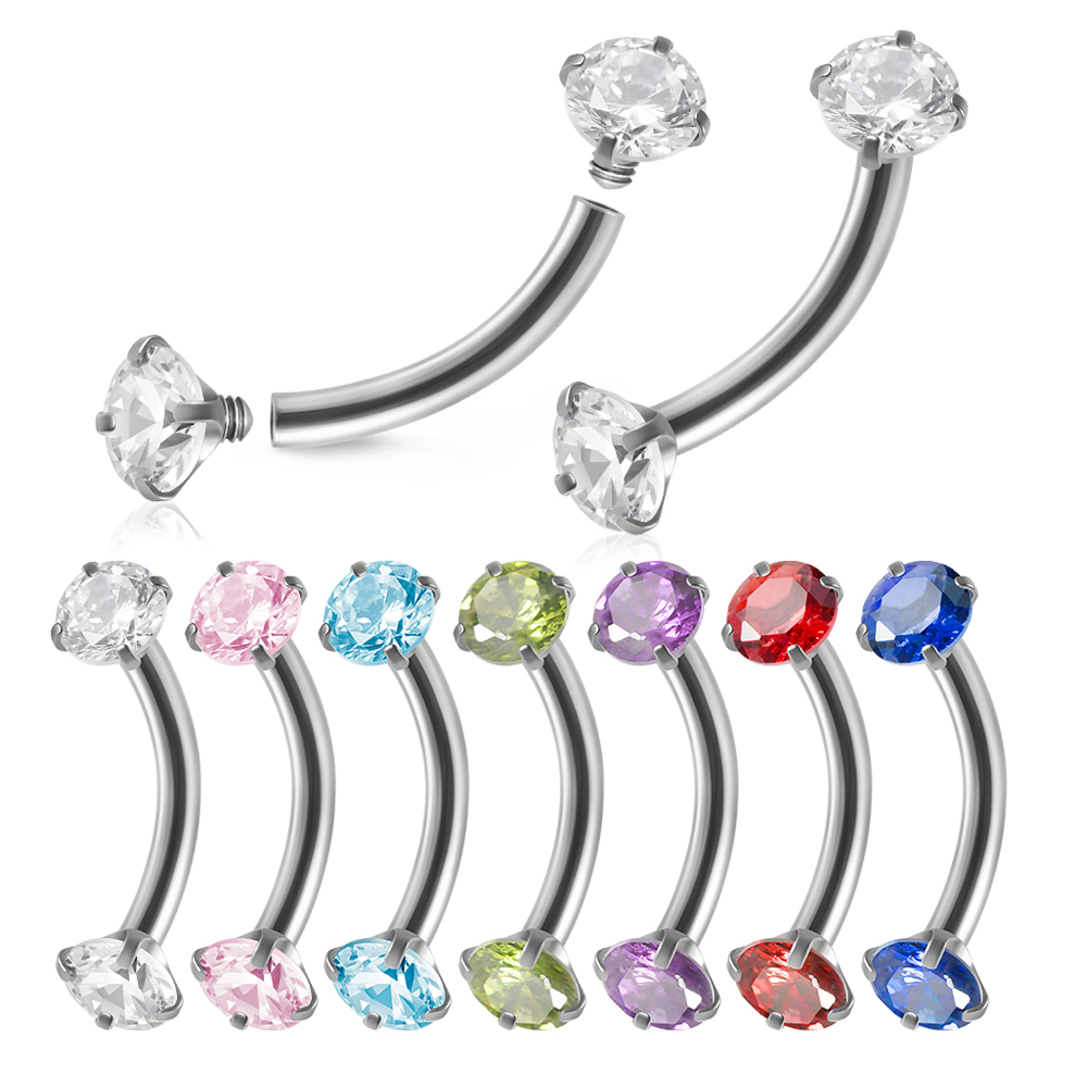 1pc Surgical Steel Internally  - Eyebrow Curved Barbell ulasan dan harga