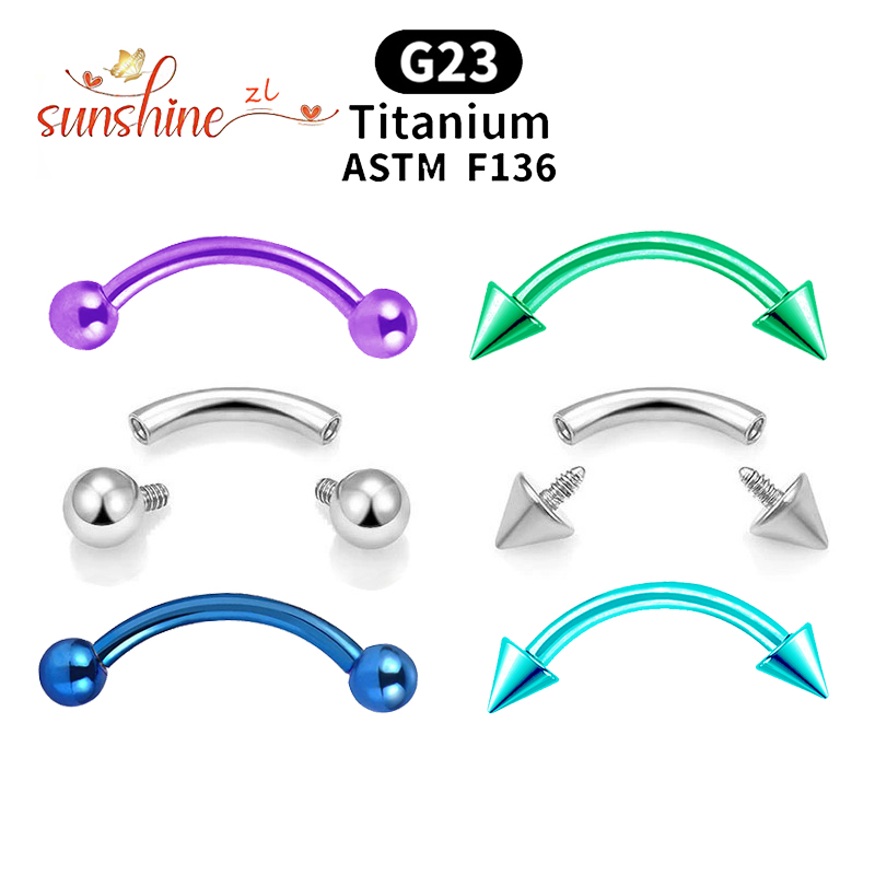 2PCS Internal Thread G23 Titan - Eyebrow Curved Barbell ulasan dan harga