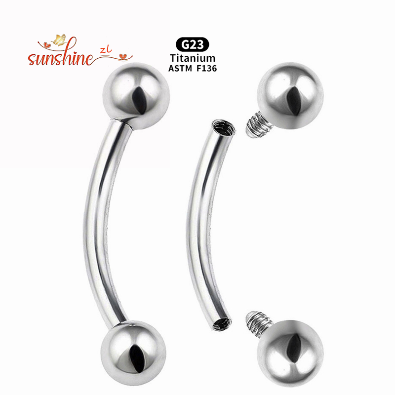 2PCS Internal Thread G23 Titan - Eyebrow Curved Barbell ulasan dan harga
