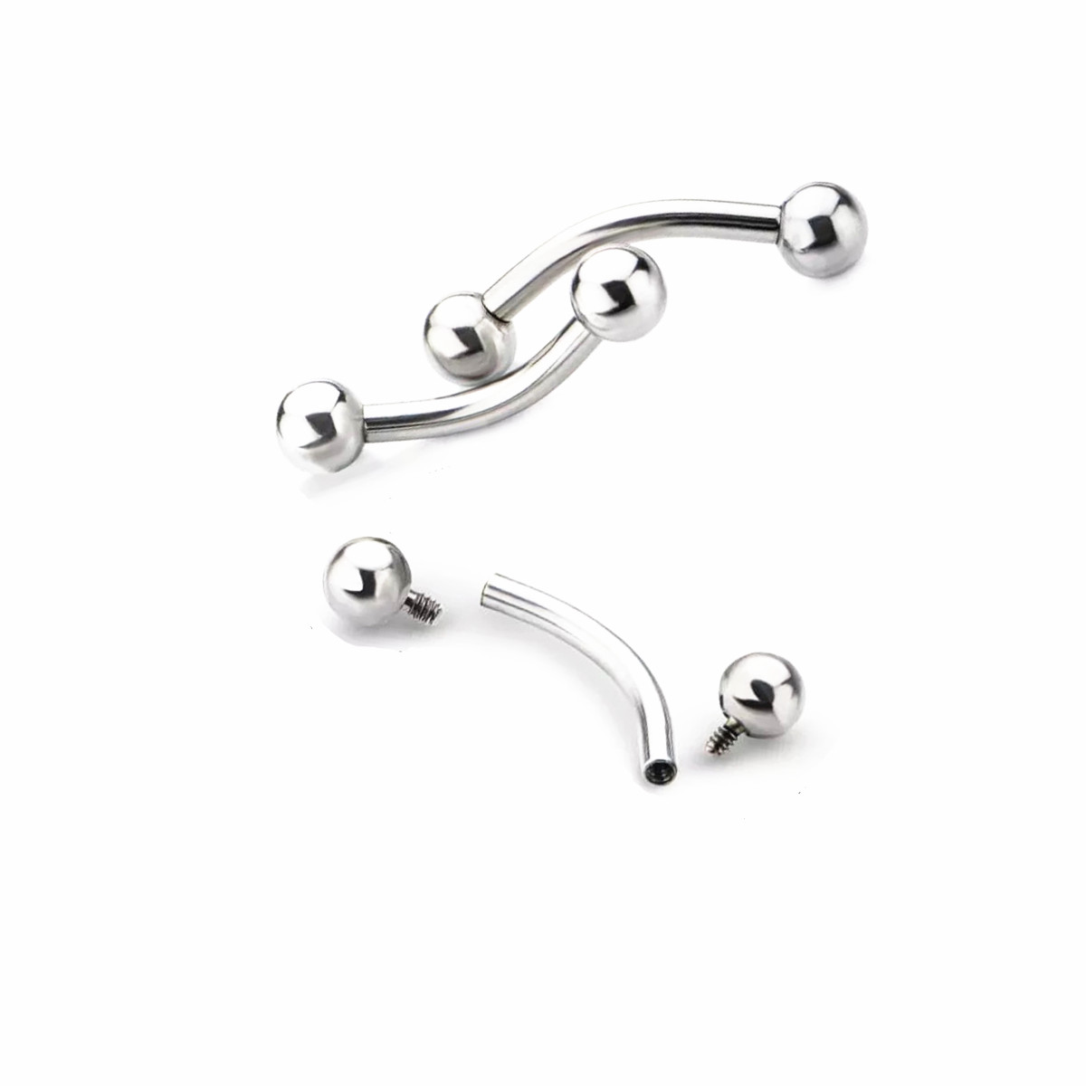10 Pcs ASTM F136 Titanium 14G  - Eyebrow Curved Barbell ulasan dan harga