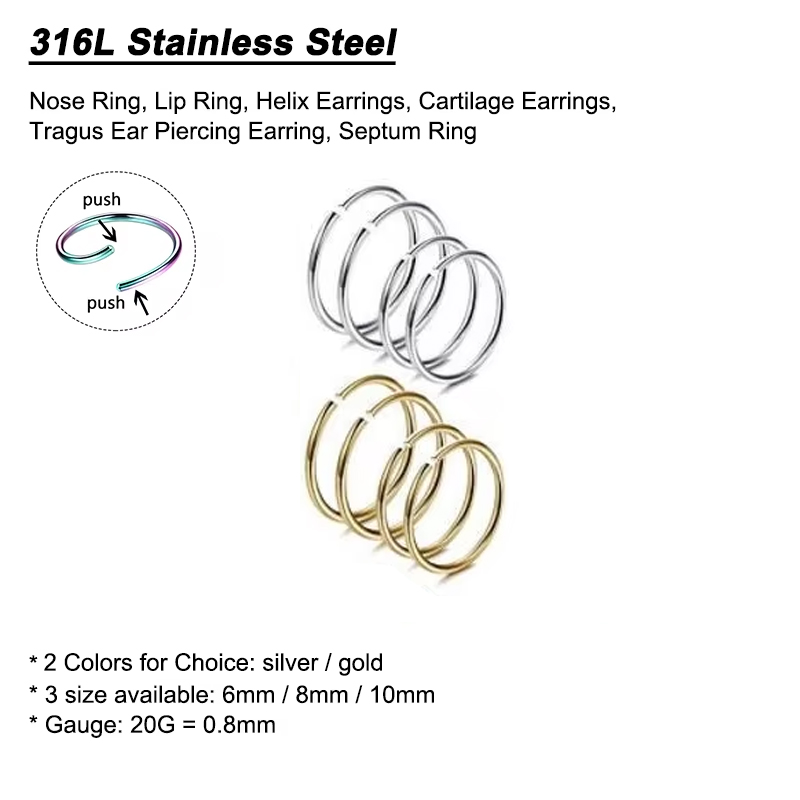 6pcs/lot Hypoallergenic Nose R - Body Jewelry And Earrings ulasan dan harga