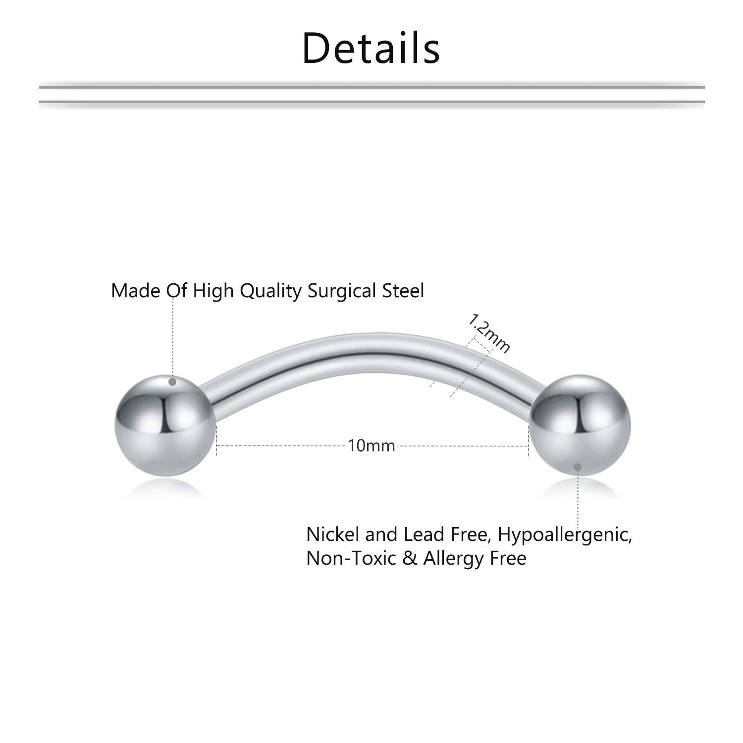 16G Clear Acrylic Bioflex Stai - Eyebrow Curved Barbell ulasan dan harga