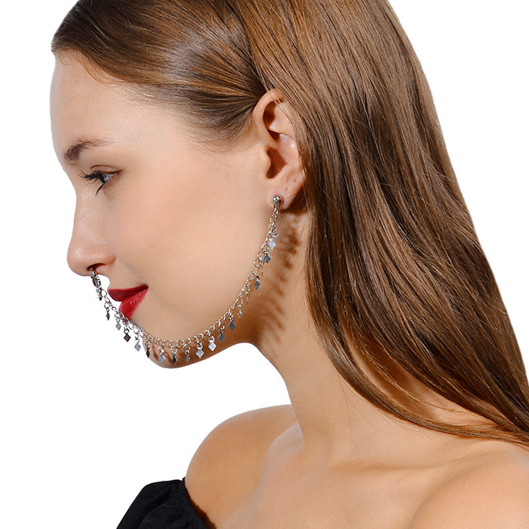 Nose Ring Chain, Hanging Disc  - Body Jewelry Indian ulasan dan harga
