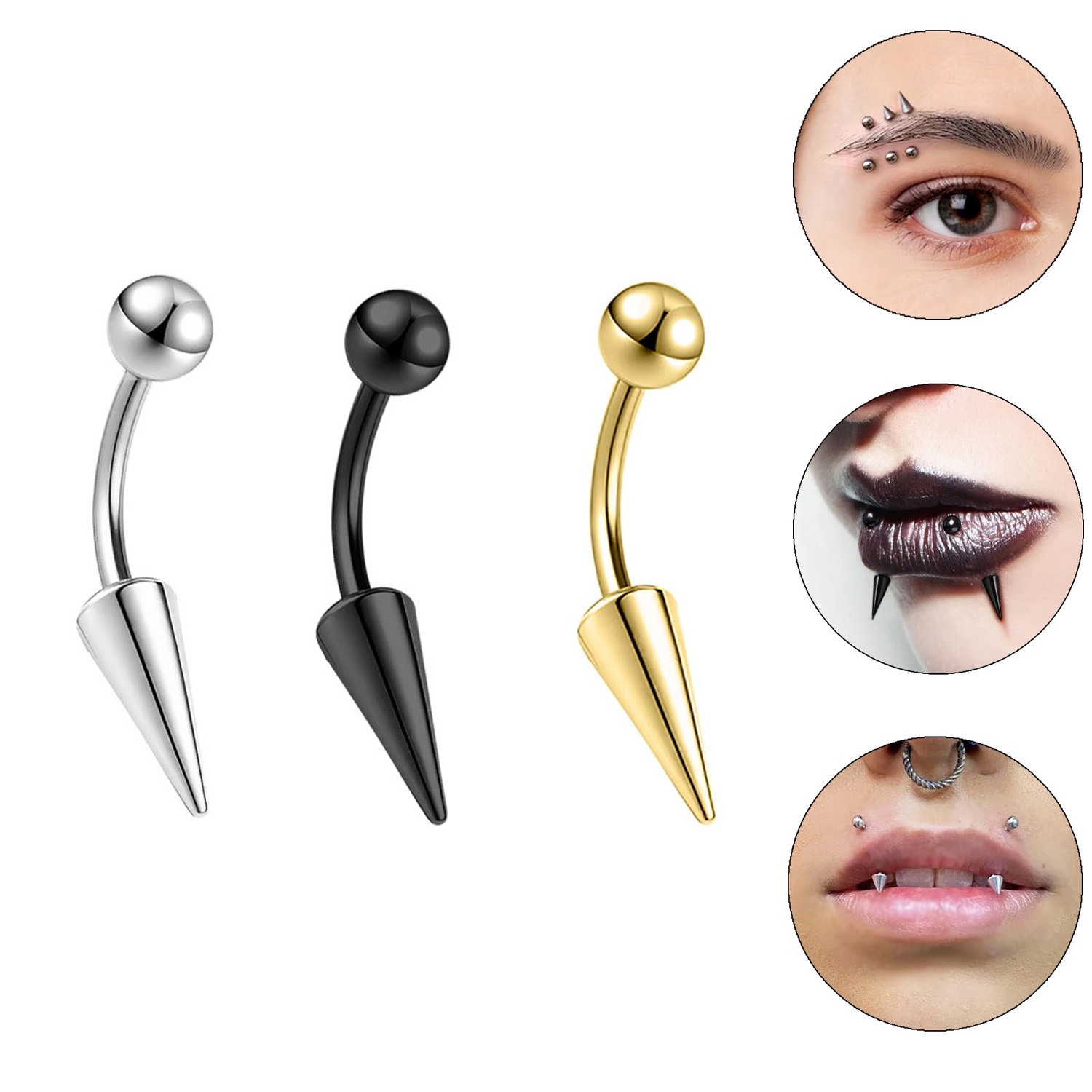 1PC 16G Long Spike Bridge Stai - Eyebrow Curved Barbell ulasan dan harga