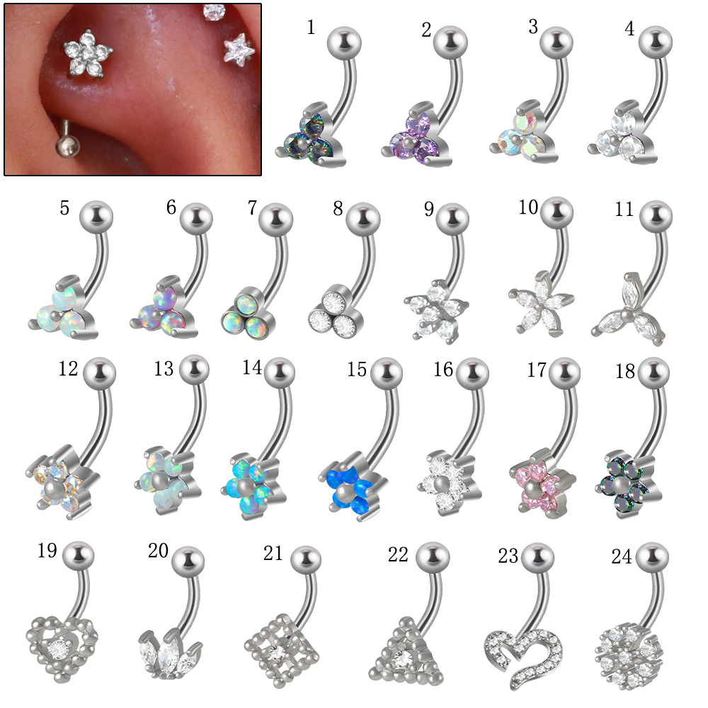 1PC G23 TItanium 16G Crystal F - Eyebrow Curved Barbell ulasan dan harga