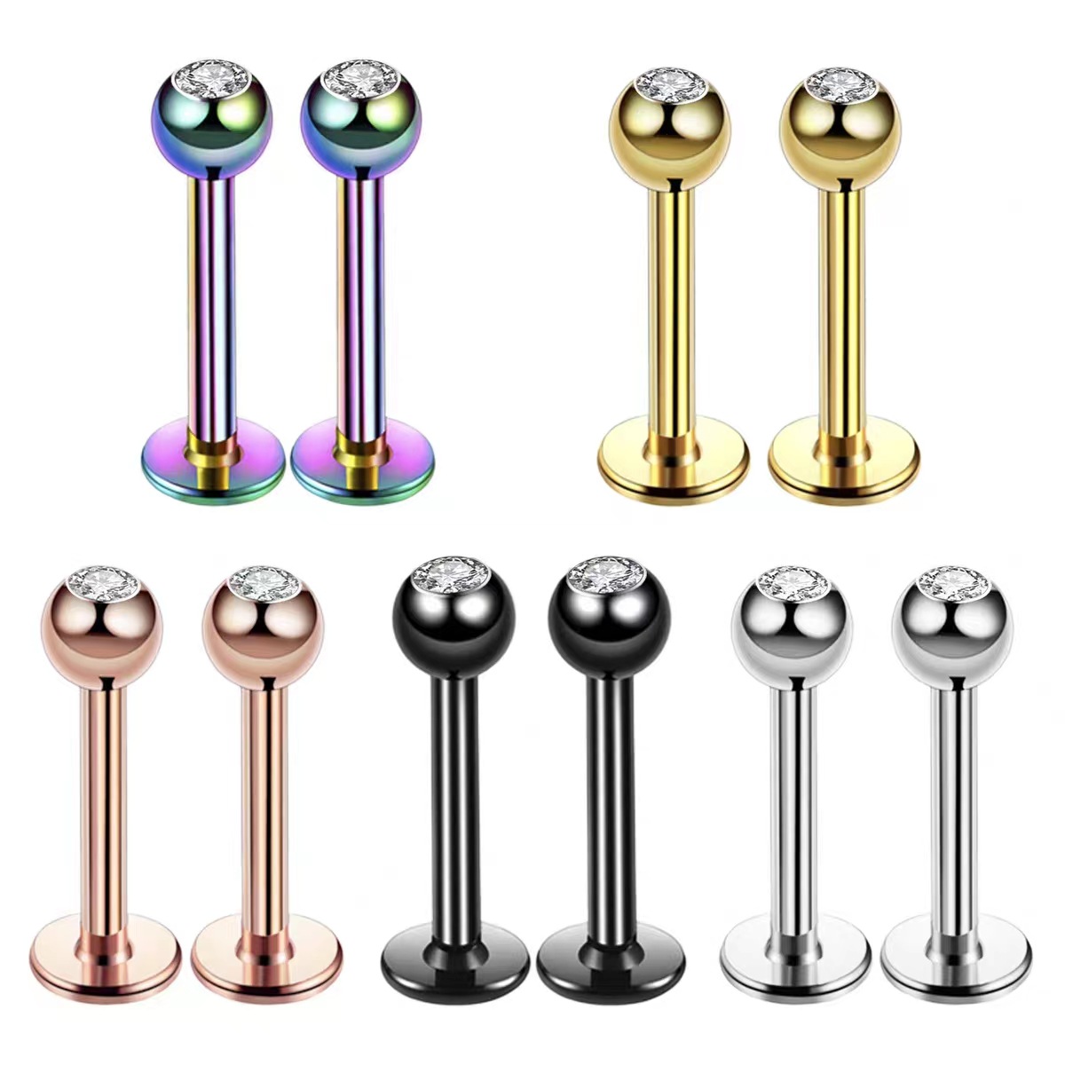 16G Surgical Steel Ball Top CZ - Body Jewelry And Earrings ulasan dan harga