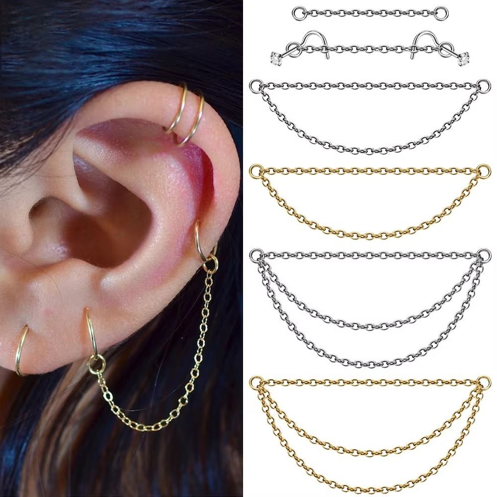Fashion Titanium Nose Chain Do - Body Jewelry Ear Piercing ulasan dan harga