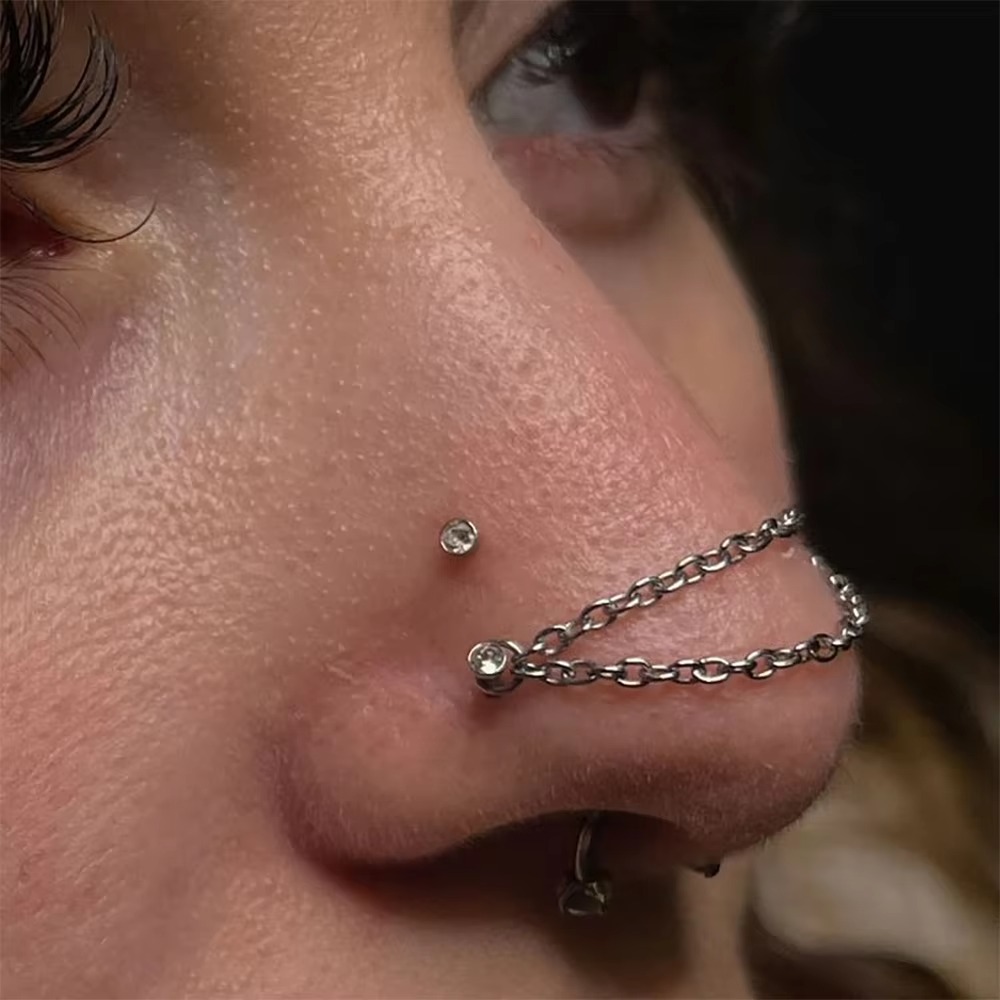 Fashion Titanium Nose Chain Do - Body Jewelry Ear Piercing ulasan dan harga