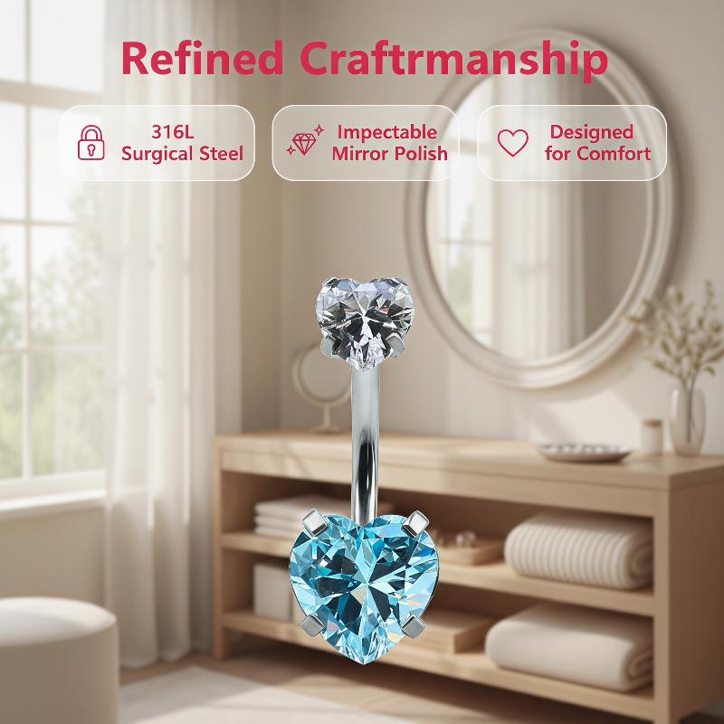 Shiny Heart Design Belly Butto - Body Jewelry Tunnels ulasan dan harga