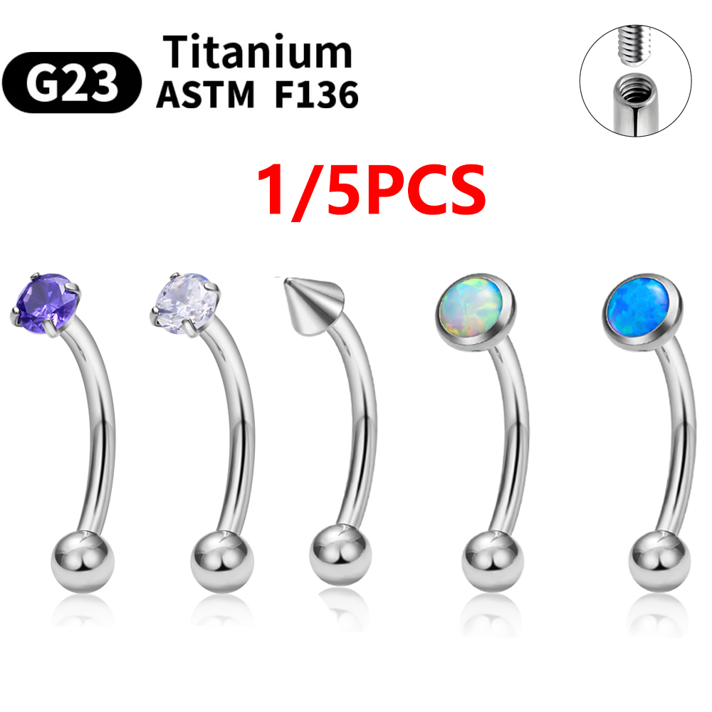 1/5PCS ASTM F136 Titanium Inte - Eyebrow Curved Barbell ulasan dan harga