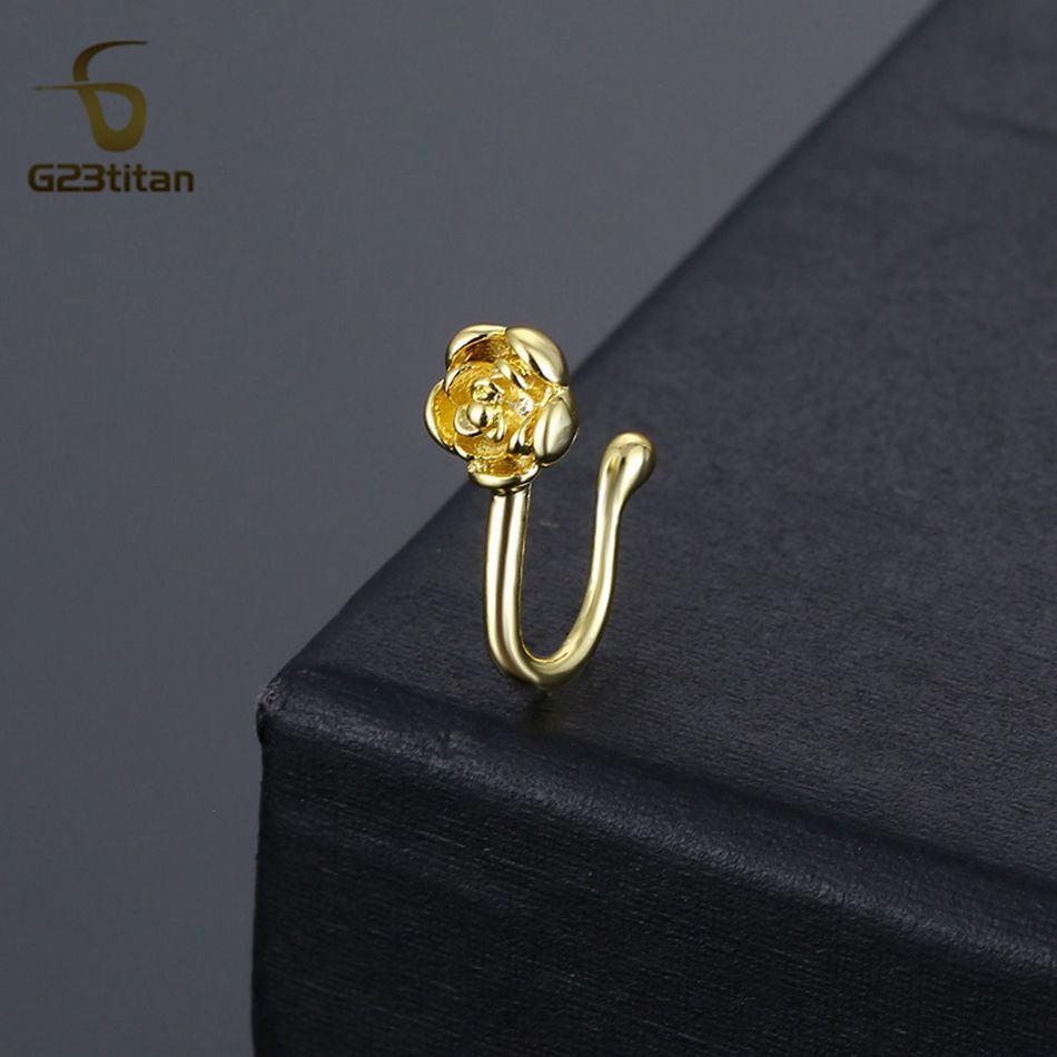 1pc Crystal Copper Rose Nose C - Body Jewelry Ear Piercing ulasan dan harga