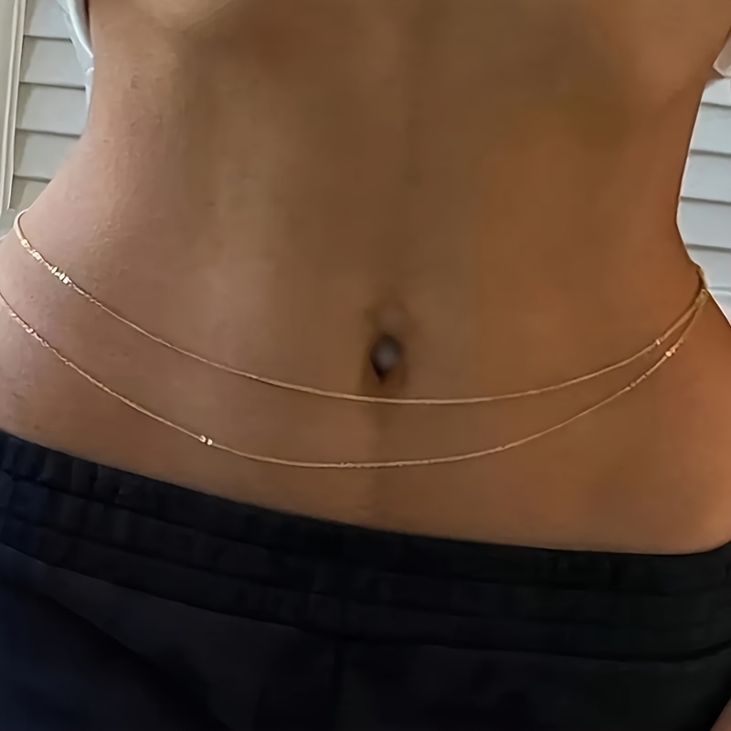 1Double-layer gold metal waist - Body Jewelry Gold ulasan dan harga