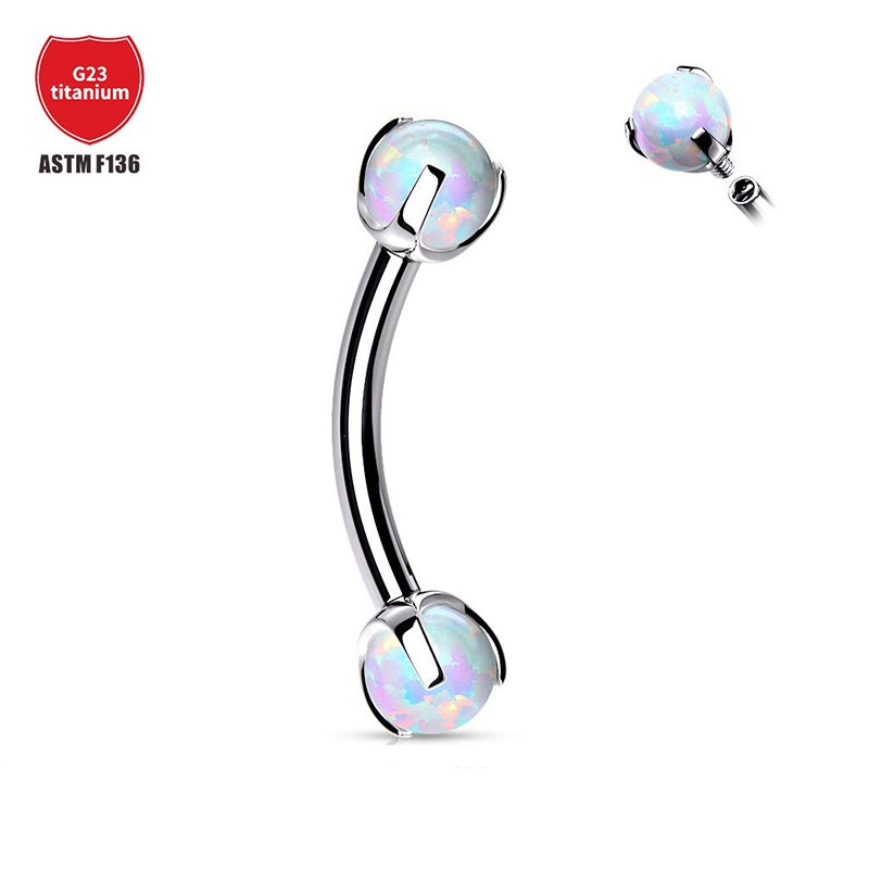 F136 Titanium Opal Eyebrow Pie - Eyebrow Curved Barbell ulasan dan harga