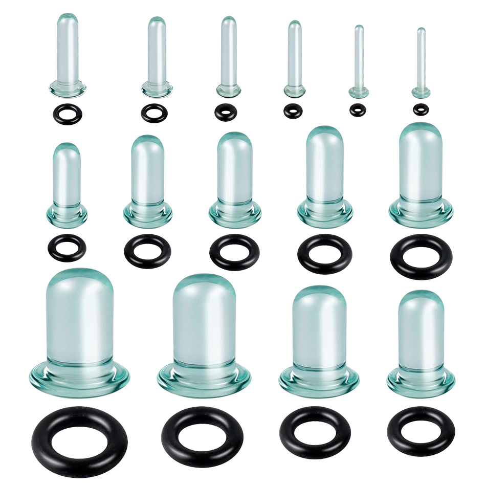 1Pair Glass Ear Tunnels and Pl - Body Jewelry Tunnels ulasan dan harga