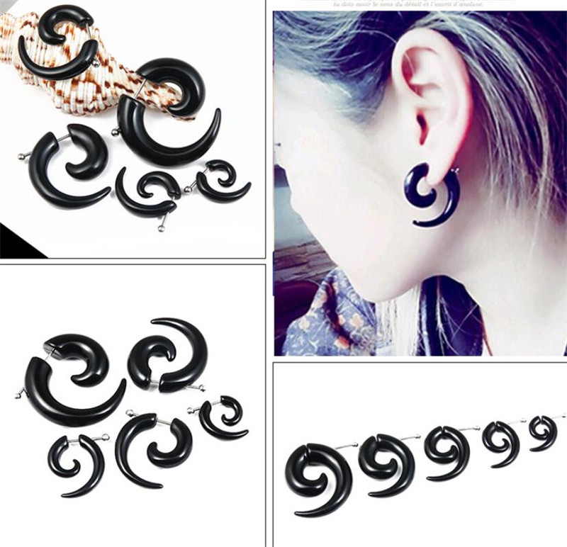 Punk Black Tribal Spiral Earri - Body Jewelry Tunnels ulasan dan harga