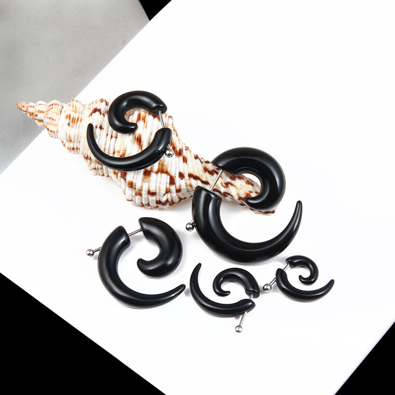 Punk Black Tribal Spiral Earri - Body Jewelry Tunnels ulasan dan harga