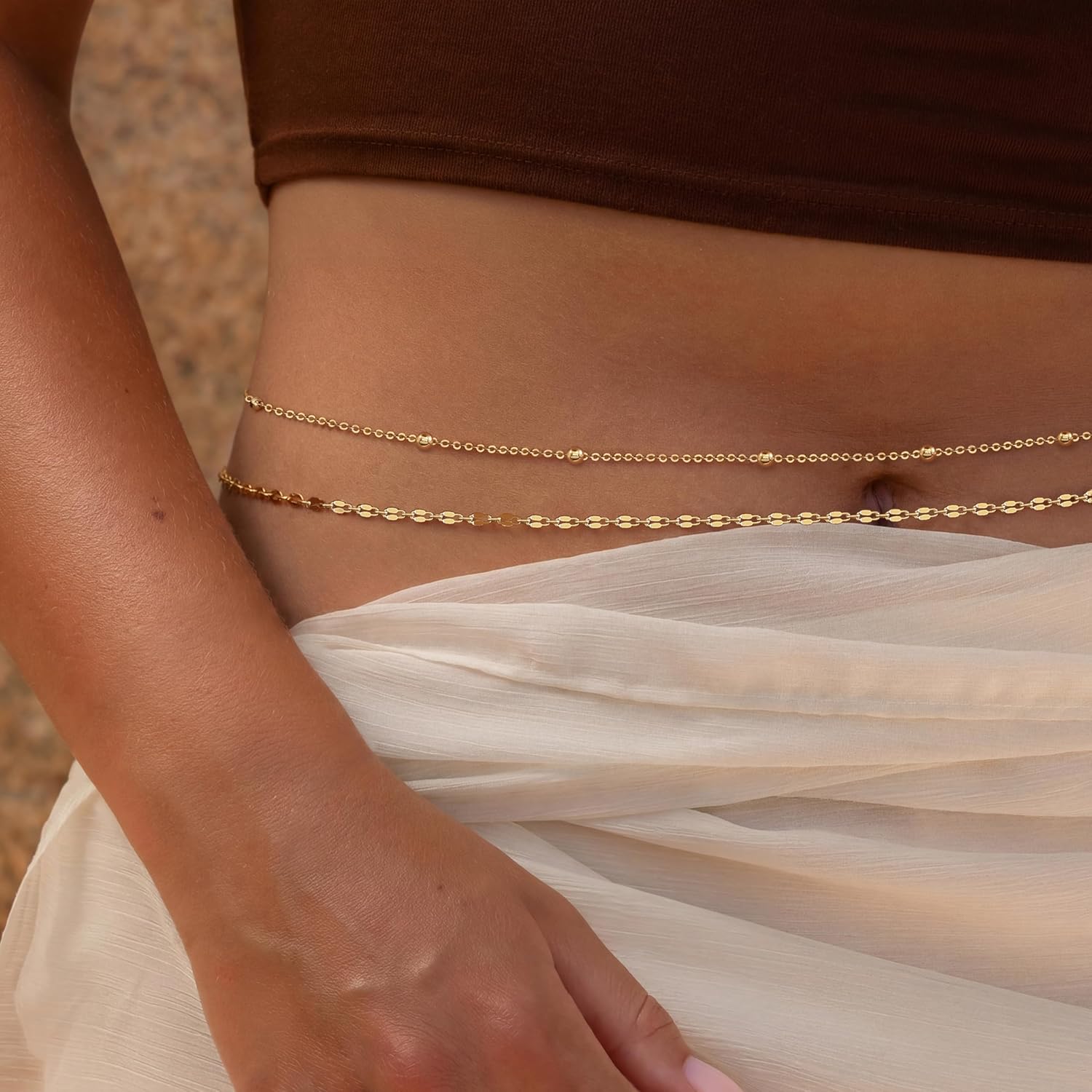 14K Gold Plated Waist Chain Wo - Body Jewelry Gold ulasan dan harga